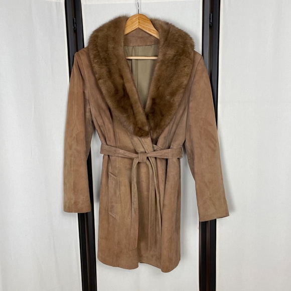 Vintage Suede Coat Fur Collar New England Sportswear Co. Size Unknown - Picture 8 of 14